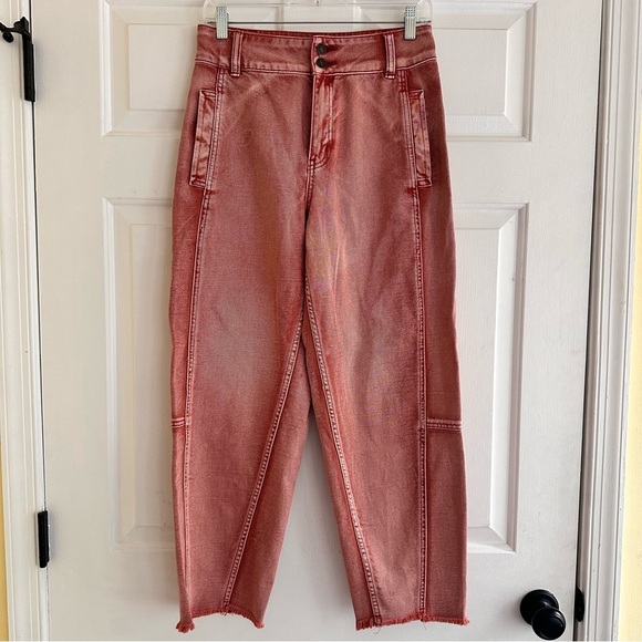 Free People Monroe High Waist Crop Barrel Jeans Size 26 Boho Fisherman - Picture 3 of 9